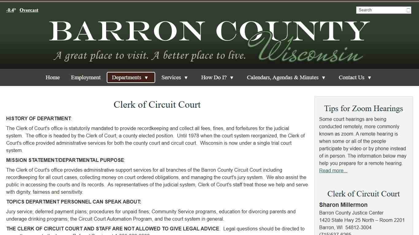 Clerk of Circuit Court - Barron County, WI