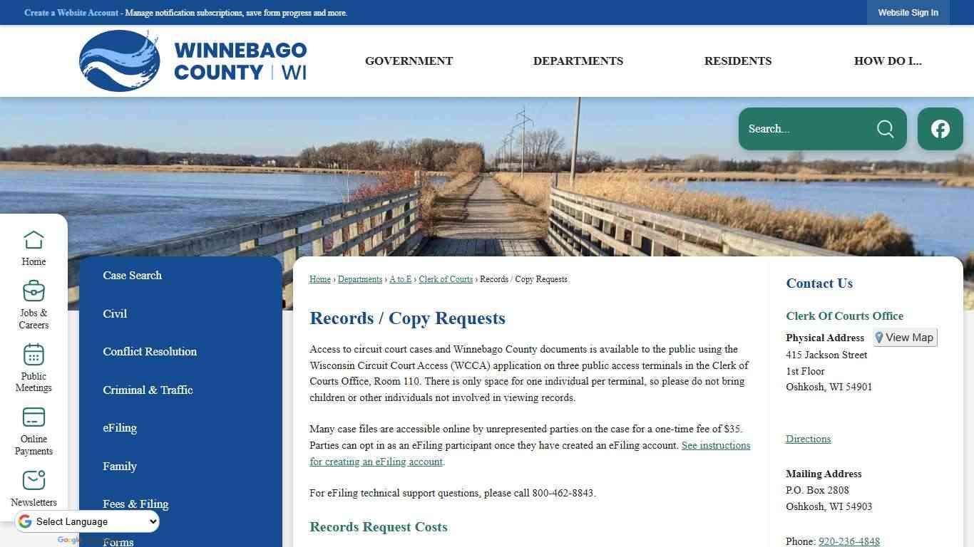Records / Copy Requests | Winnebago County, WI